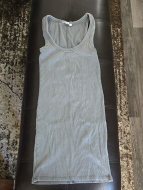 Zara Ribbed Tank Dress in Light Gray